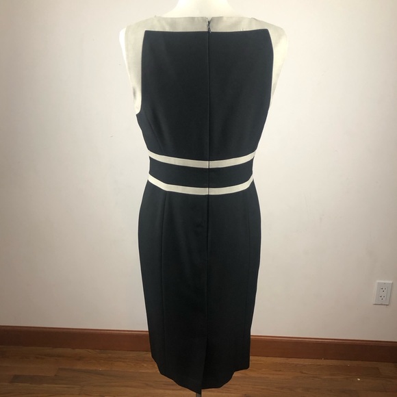 Black label Evan-Picone, Size 8, sleeveless black sheath dress with tan trim. - Picture 2 of 3